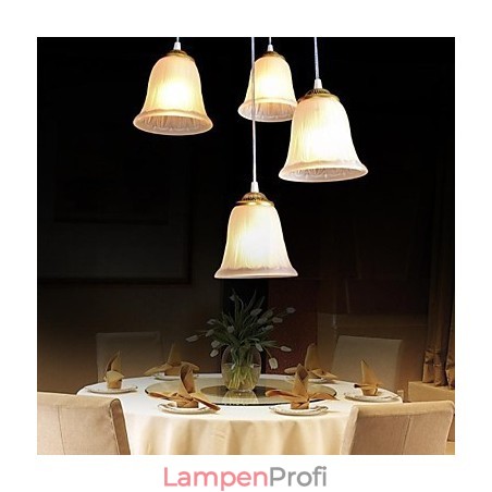 Bronze Anhänger Vier Lichter Muster Glasschirm Europäischen Retro Klassisch Bronze Anhänger Vier Lichter Muster Glasschirm Europäischen Retro Klassisch