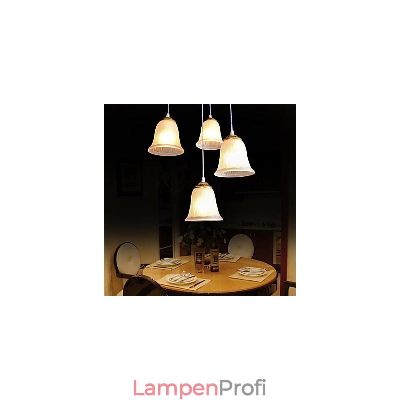 Bronze Anhänger Vier Lichter Muster Glasschirm Europäischen Retro Klassisch