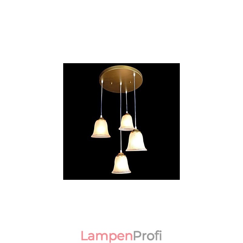 Bronze Anhänger Vier Lichter Muster Glasschirm Europäischen Retro Klassisch
