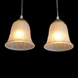Bronze Anhänger Vier Lichter Muster Glasschirm Europäischen Retro Klassisch