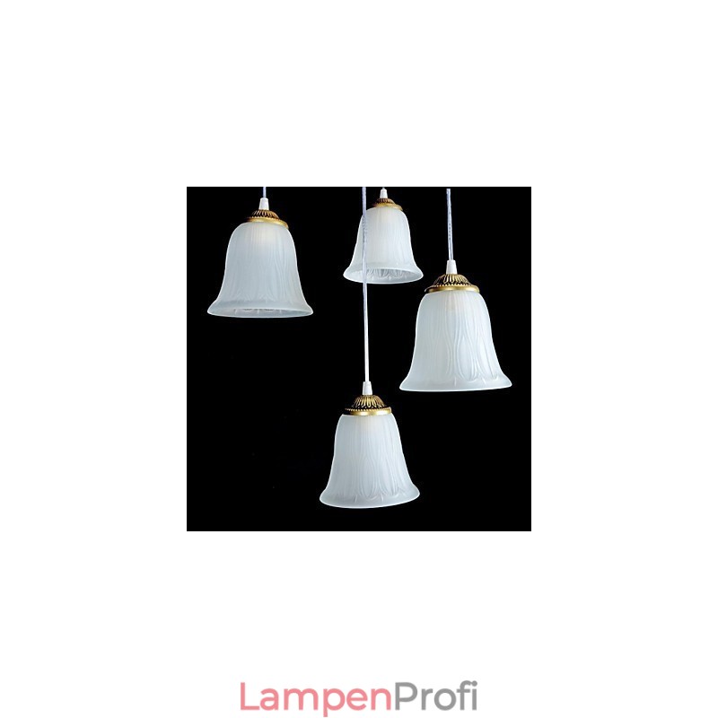 Bronze Anhänger Vier Lichter Muster Glasschirm Europäischen Retro Klassisch