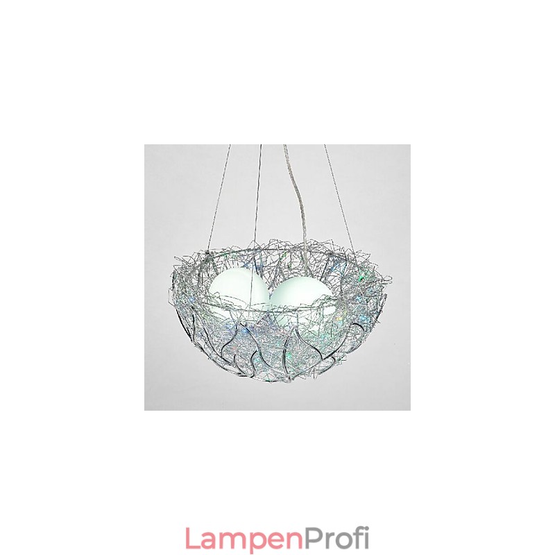 Moderne zeitgenössische Pendelleuchte aus silbernem Metall