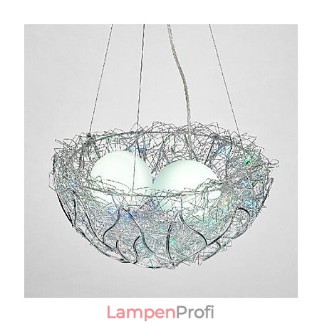 Moderne zeitgenössische Pendelleuchte aus silbernem Metall