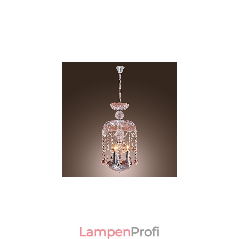Moderne Kristall-Pendelleuchte mit 3 Lichtern im Glasschirm