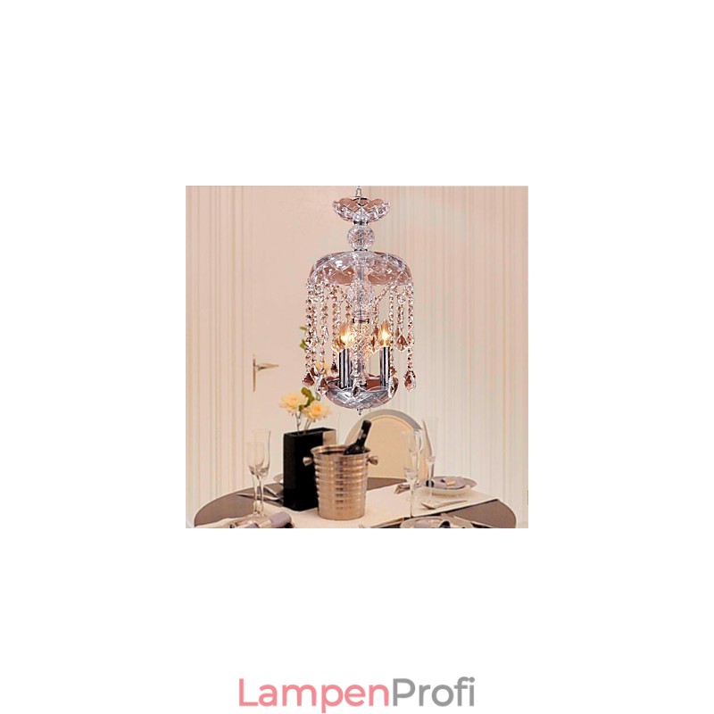 Moderne Kristall-Pendelleuchte mit 3 Lichtern im Glasschirm