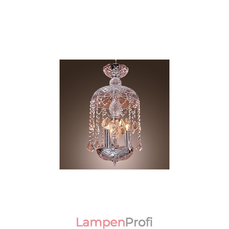 Moderne Kristall-Pendelleuchte mit 3 Lichtern im Glasschirm