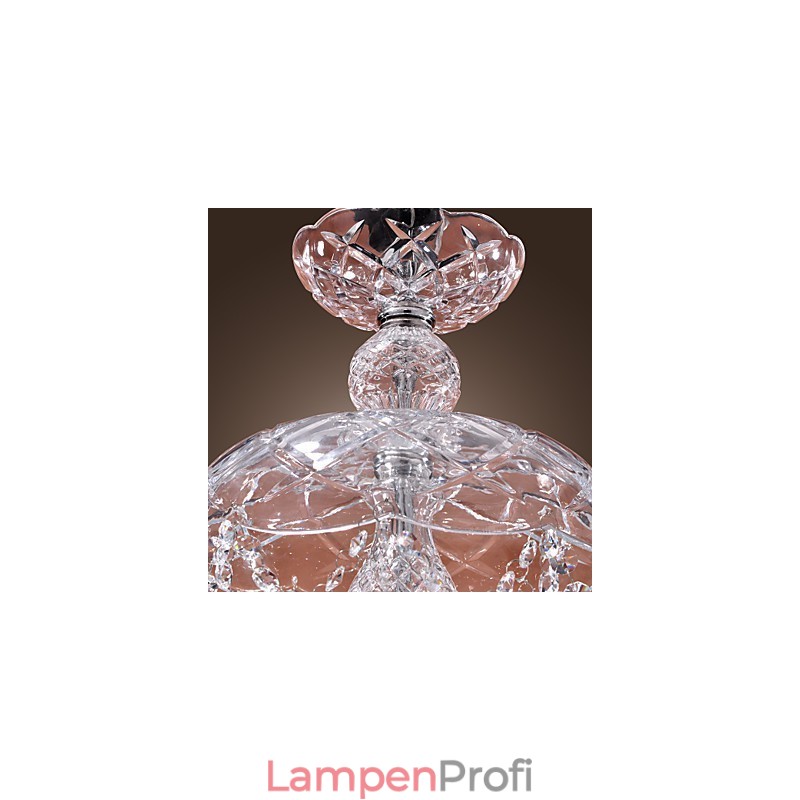 Moderne Kristall-Pendelleuchte mit 3 Lichtern im Glasschirm