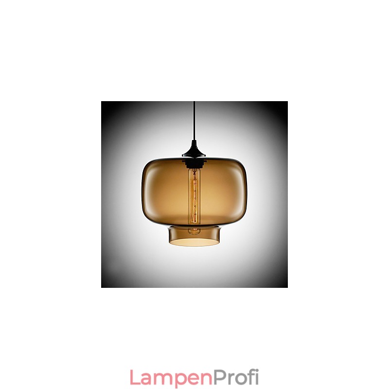 Moderne 70-W-Pendelleuchte aus Glas im braun-transparenten Flaschendesign