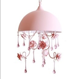 Eine kleine rosa Rose Garten Kronleuchter Lampe Iron Princess