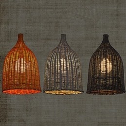 Rattan Kronleuchter Kronleuchter Kronleuchter Kreative Retro Rattan lampe