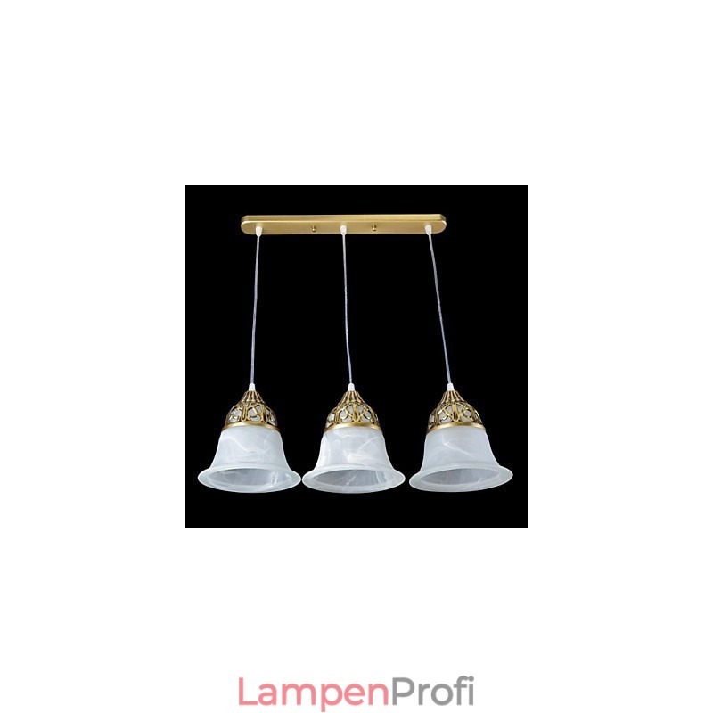 Bronze-Anhänger mit drei Lichtern, Moiré-Glas, europäischer Klassiker