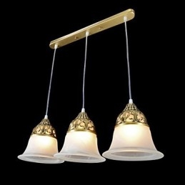 Bronze-Anhänger mit drei Lichtern, Moiré-Glas, europäischer Klassiker