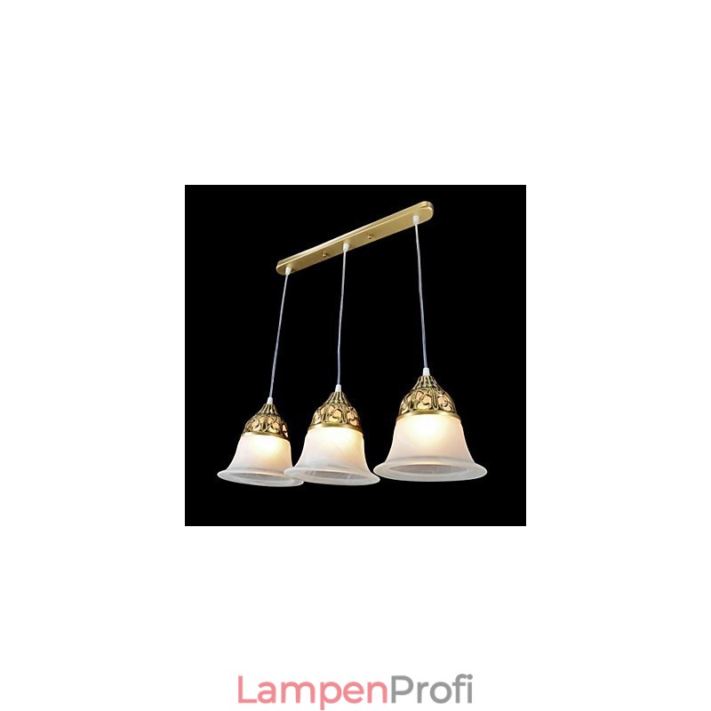 Bronze-Anhänger mit drei Lichtern, Moiré-Glas, europäischer Klassiker