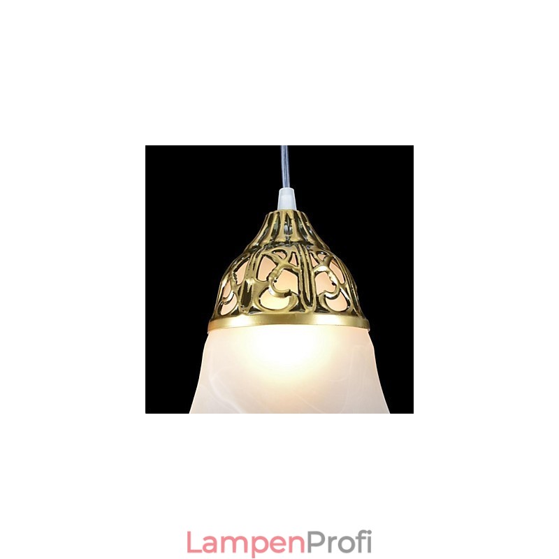 Bronze-Anhänger mit drei Lichtern, Moiré-Glas, europäischer Klassiker