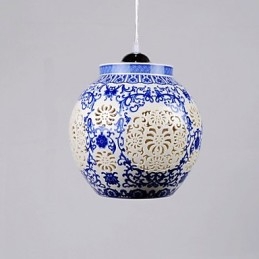 Retro Keramik lampe lampe Treppe Blau Single Head Kronleuchter Kreative