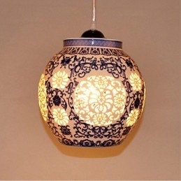 Retro Keramik lampe lampe Treppe Blau Single Head Kronleuchter Kreative