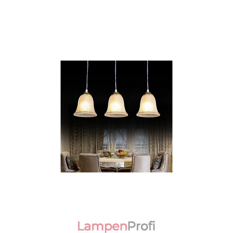 Bronze Anhänger Drei Lichter Muster Glas Schatten Europäischen Retro Klassische