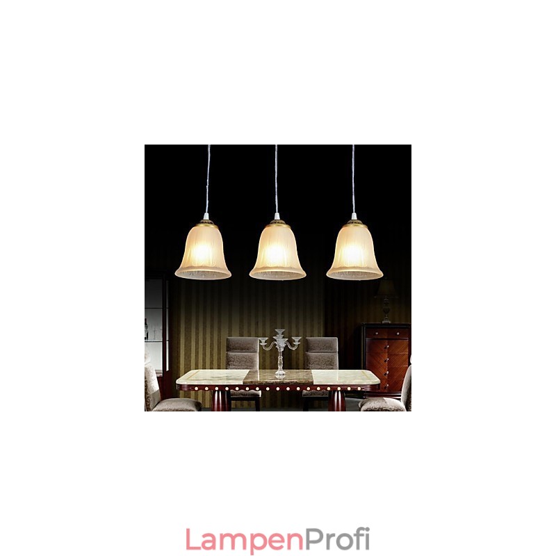 Bronze Anhänger Drei Lichter Muster Glas Schatten Europäischen Retro Klassische