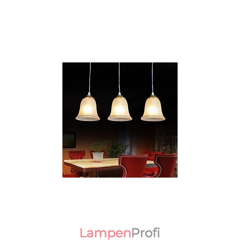 Bronze Anhänger Drei Lichter Muster Glas Schatten Europäischen Retro Klassische