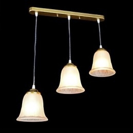 Bronze Anhänger Drei Lichter Muster Glas Schatten Europäischen Retro Klassische