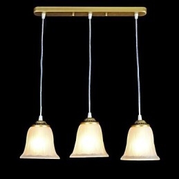Bronze Anhänger Drei Lichter Muster Glas Schatten Europäischen Retro Klassische