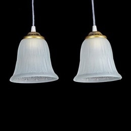 Bronze Anhänger Drei Lichter Muster Glas Schatten Europäischen Retro Klassische