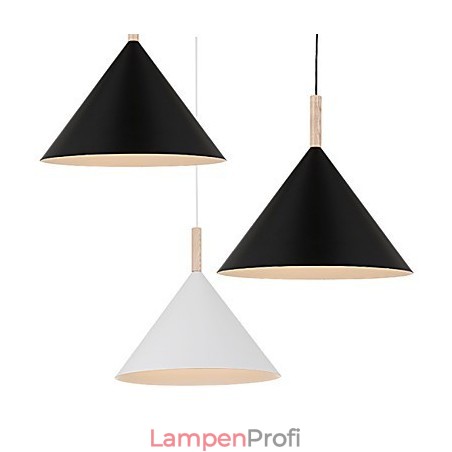Mini Künstlerische Kegel Pendelleuchte 1 Licht Mordern Simplicity Finish Schwarz Weiß Aluminium & Holz Droplight