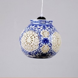 Retro Keramik lampe lampe Treppe Blau Single Head Kronleuchter Kreative