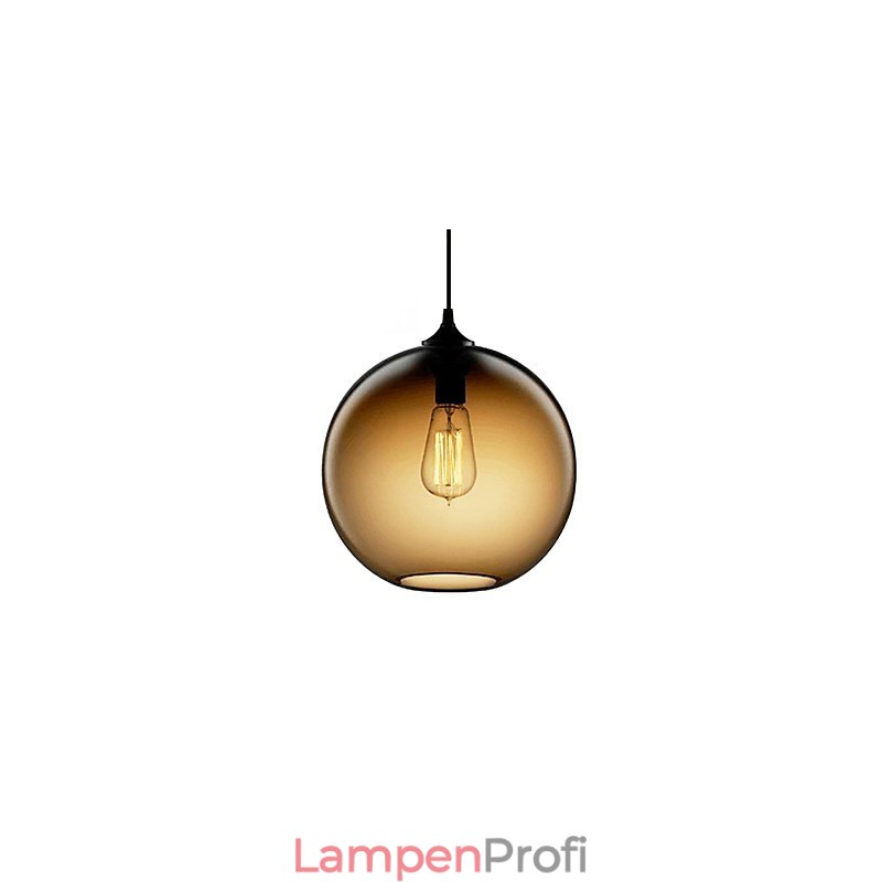 Moderne Glas-Pendelleuchte im runden braunen Blasen-Design