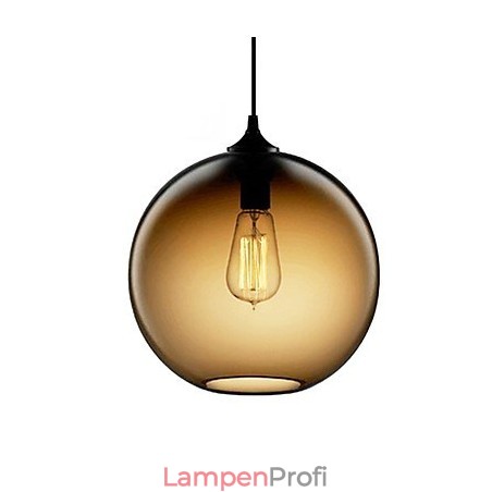 Moderne Glas-Pendelleuchte im runden braunen Blasen-Design