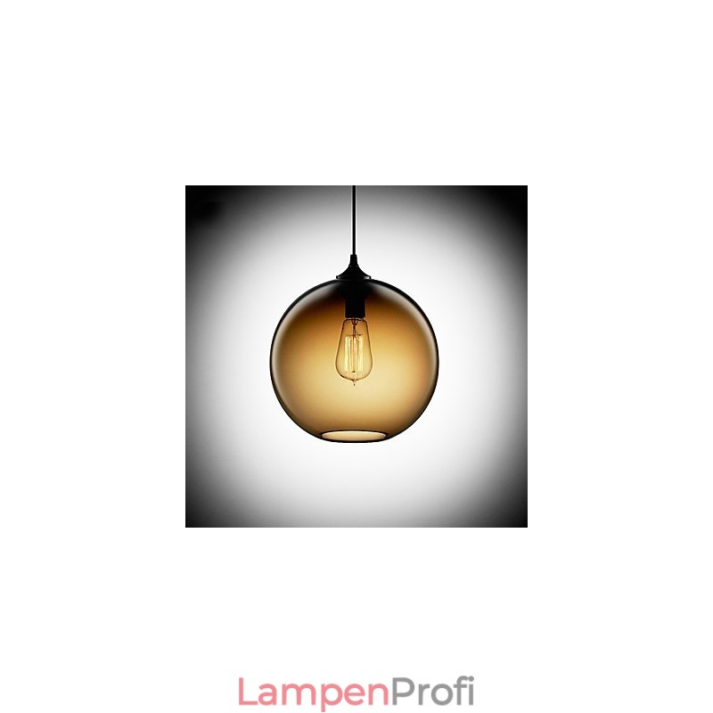Moderne Glas-Pendelleuchte im runden braunen Blasen-Design