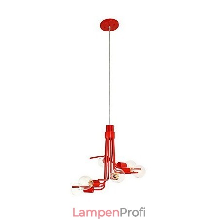 Charakteristische Pendelleuchte mit 6 Lichtern im nordamerikanischen Stil in Rot Charakteristische Pendelleuchte mit 6 Lichtern im nordamerikanischen Stil in Rot