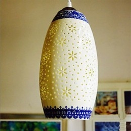 Retro Keramik lampe lampe Treppe Blau Single Head Kronleuchter Kreative