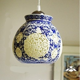 Retro Keramik lampe lampe Treppe Blau Single Head Kronleuchter Kreative
