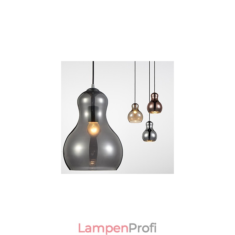 Kürbisförmige Pendelleuchte 1 Licht Moderne Schlichtheit Golden Chrom Roségold Bernstein Rauchgrau Glas & Kohlenstoffstahl