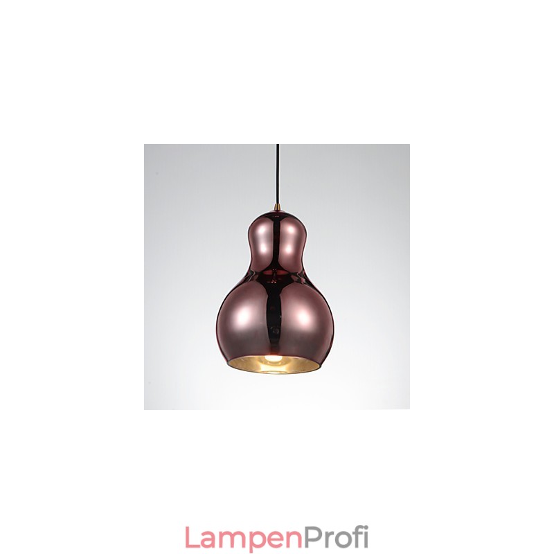 Kürbisförmige Pendelleuchte 1 Licht Moderne Schlichtheit Golden Chrom Roségold Bernstein Rauchgrau Glas & Kohlenstoffstahl