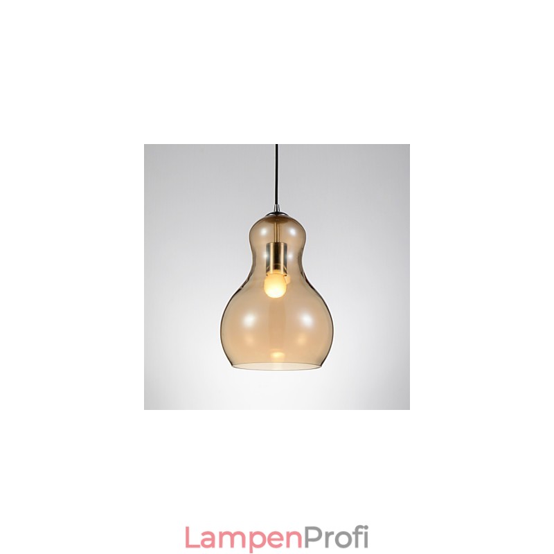 Kürbisförmige Pendelleuchte 1 Licht Moderne Schlichtheit Golden Chrom Roségold Bernstein Rauchgrau Glas & Kohlenstoffstahl