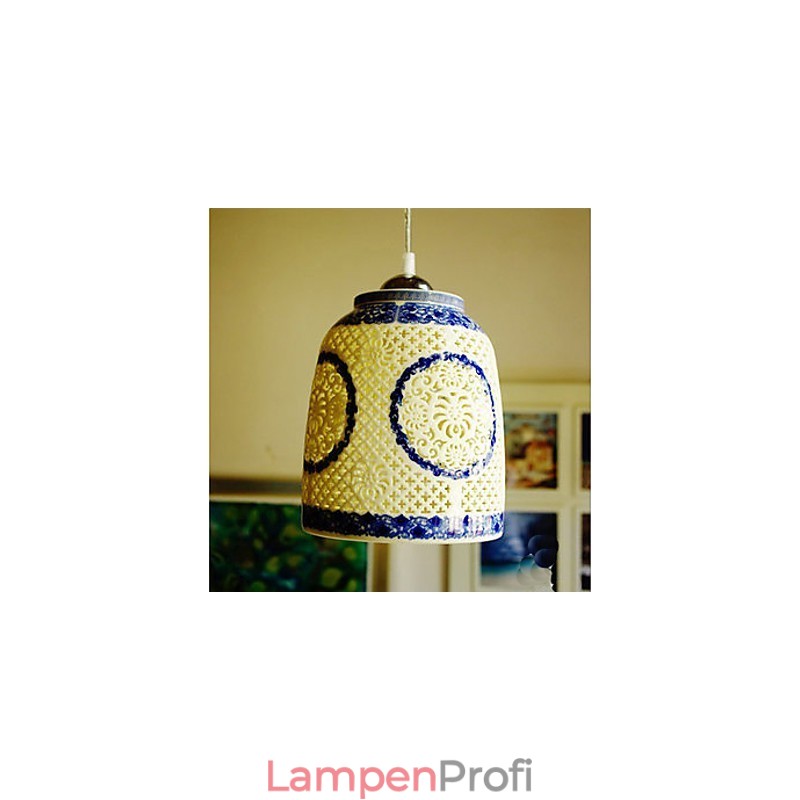 Retro Keramik lampe lampe Treppe Blau Single Head Kronleuchter Kreative