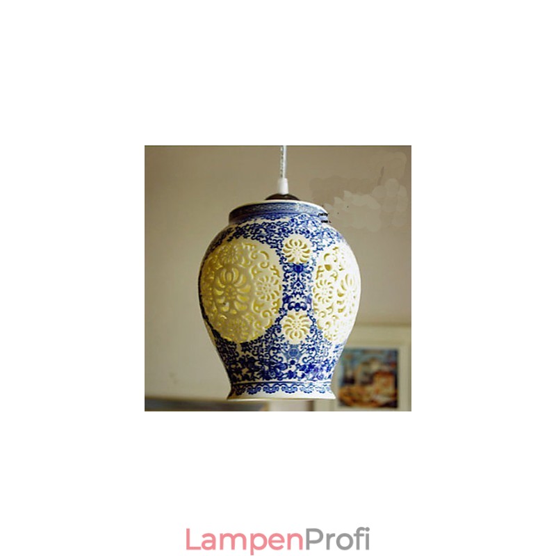 Retro Keramik lampe lampe Treppe Blau Single Head Kronleuchter Kreative