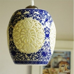 Retro Keramik lampe lampe Treppe Blau Single Head Kronleuchter Kreative