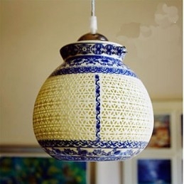 Retro Keramik lampe lampe Treppe Blau Single Head Kronleuchter Kreative