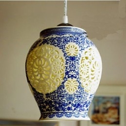 Retro Keramik lampe lampe Treppe Blau Single Head Kronleuchter Kreative