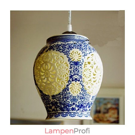 Retro Keramik lampe lampe Treppe Blau Single Head Kronleuchter Kreative