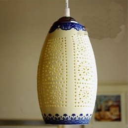 Retro Keramik lampe lampe Treppe Blau Single Head Kronleuchter Kreative
