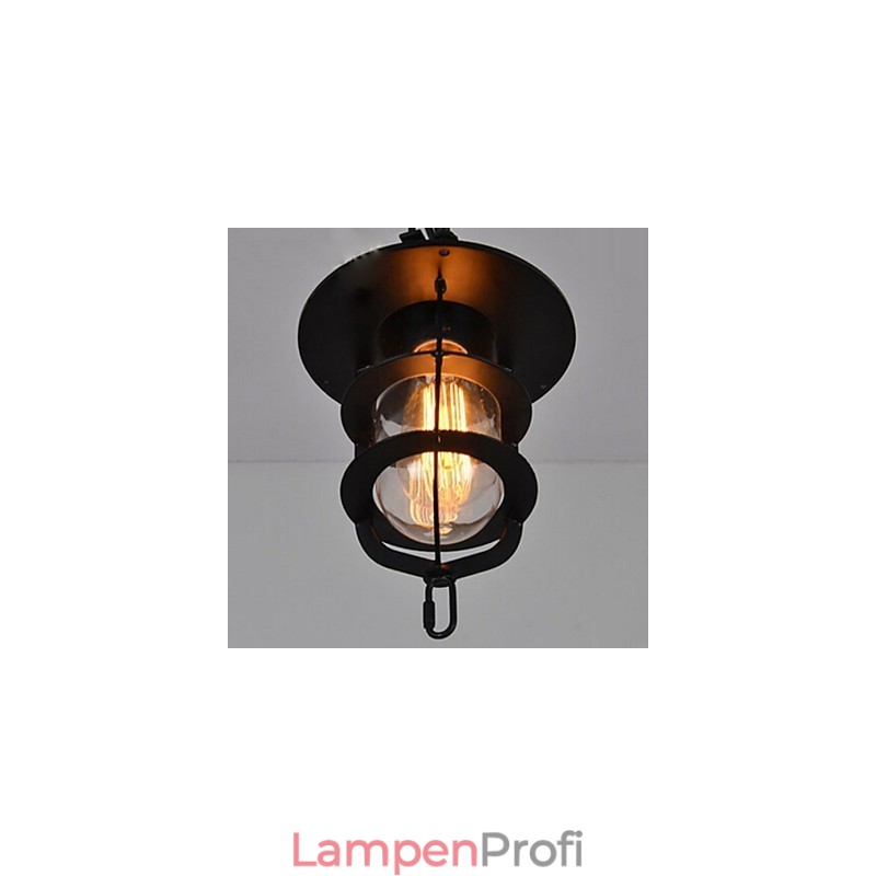 Mittlere Vintage Hängelampe in Käfigform aus Glas und Metall