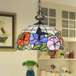 Ländliche kreative Kunst Buntglas-Kronleuchter Wiederherstellung der alten Weisen Lampe Licht