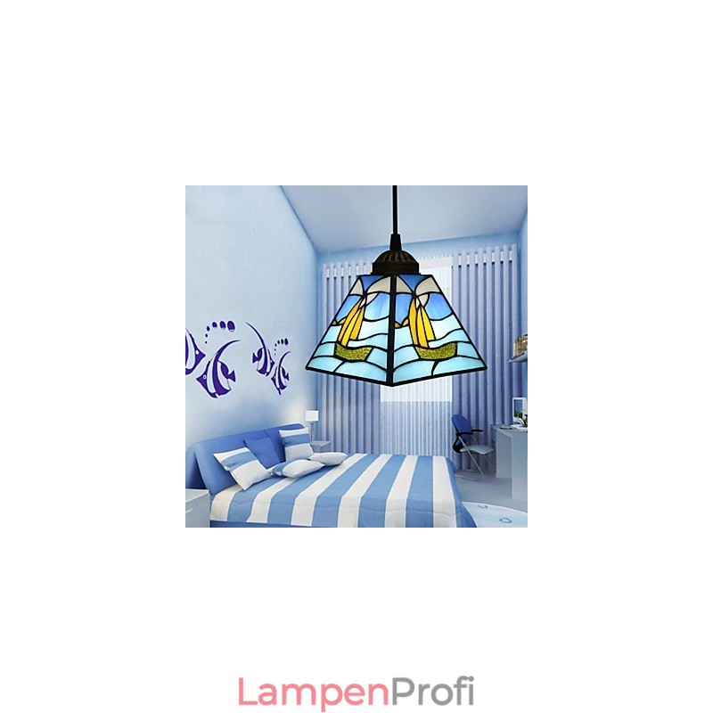 Buntglas Zeitgenössische und vertraglich mediterrane Single Head Sailing Line Droplight Lampe Pendelleuchte