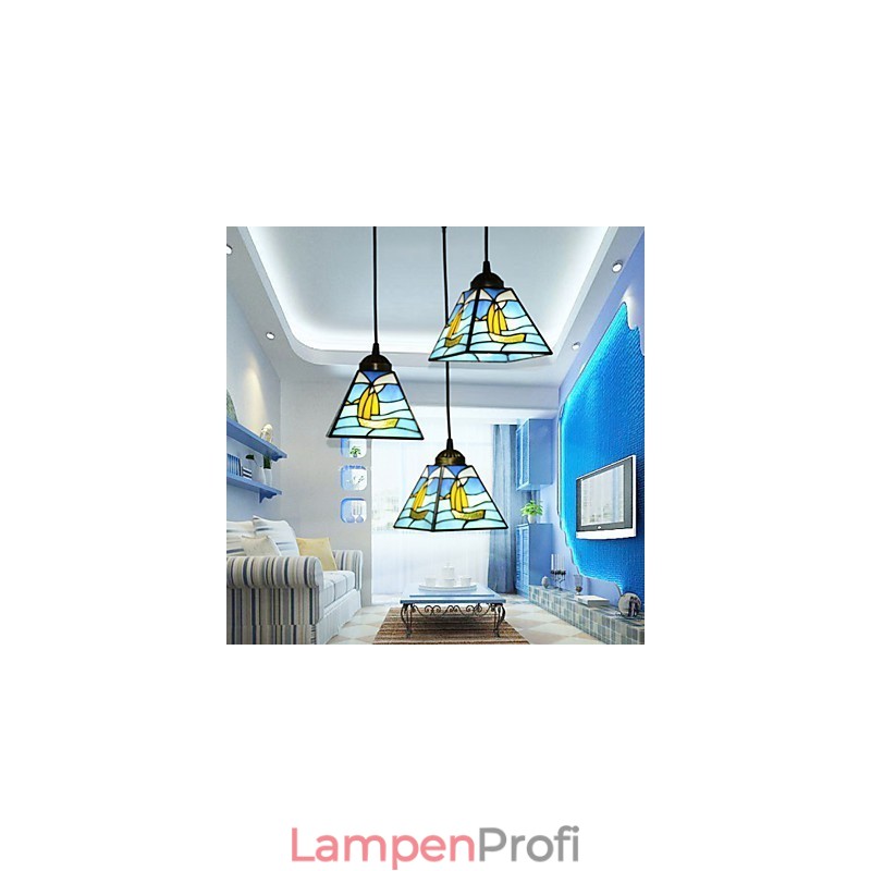 Buntglas Zeitgenössische und vertraglich mediterrane Single Head Sailing Line Droplight Lampe Pendelleuchte
