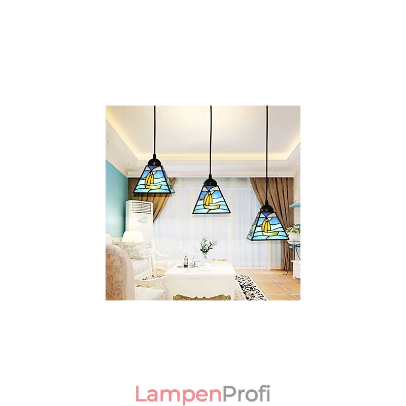 Buntglas Zeitgenössische und vertraglich mediterrane Single Head Sailing Line Droplight Lampe Pendelleuchte