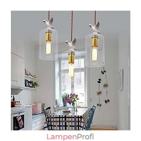 Kreativer Vogel-Glas-Kronleuchter, Pendelleuchte mit Glasschirm Kreativer Vogel-Glas-Kronleuchter, Pendelleuchte mit Glasschirm